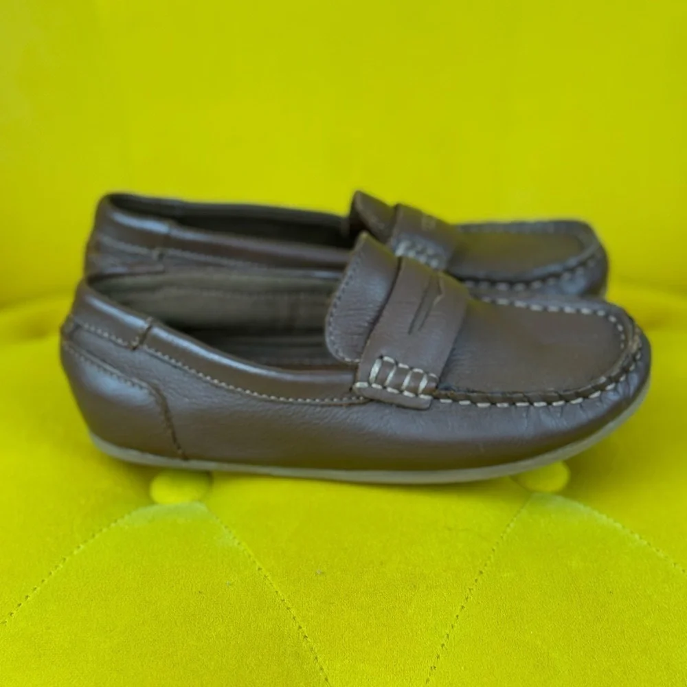 Zara Brown Leather Loafers Slip-On Classic